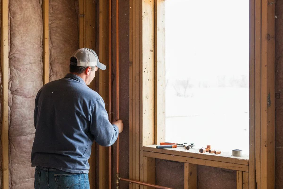 Licensed plumber running new copper supply lines in a Carthage home