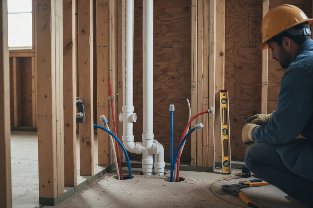 Drain and supply rough-in during Sump Pump Repair in Carthage